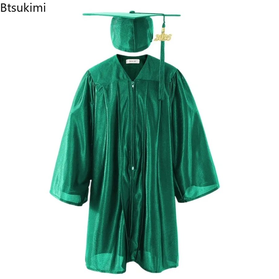 2026 Bachelor Uniform Kindergarten Children Primary School Graduation Uniform Suit Performance Photography Costume Robe with Hat