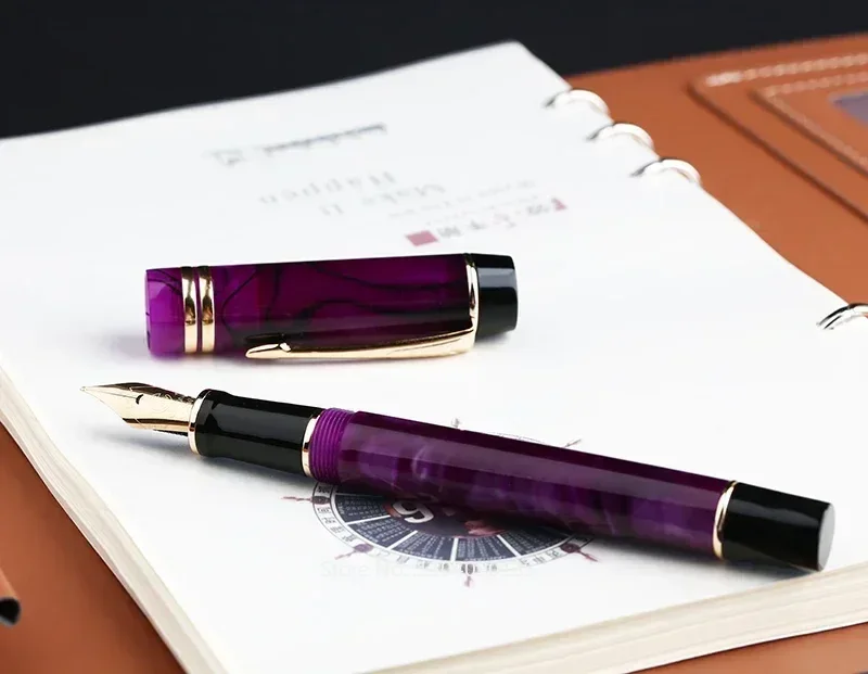 MAJOHN M600S Celluloid Purple Fountain Pen Iridium Golden F 0.5mm Excellent Fashion Office Business Writing Gift Pen