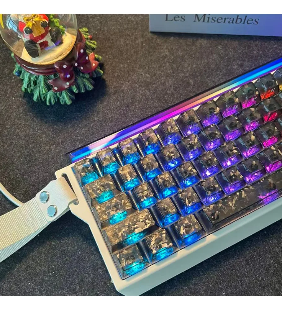 Black carbon fiber wooting personalized keycaps opaque customized side engraved from ace68 keys 87 keys 108 keys