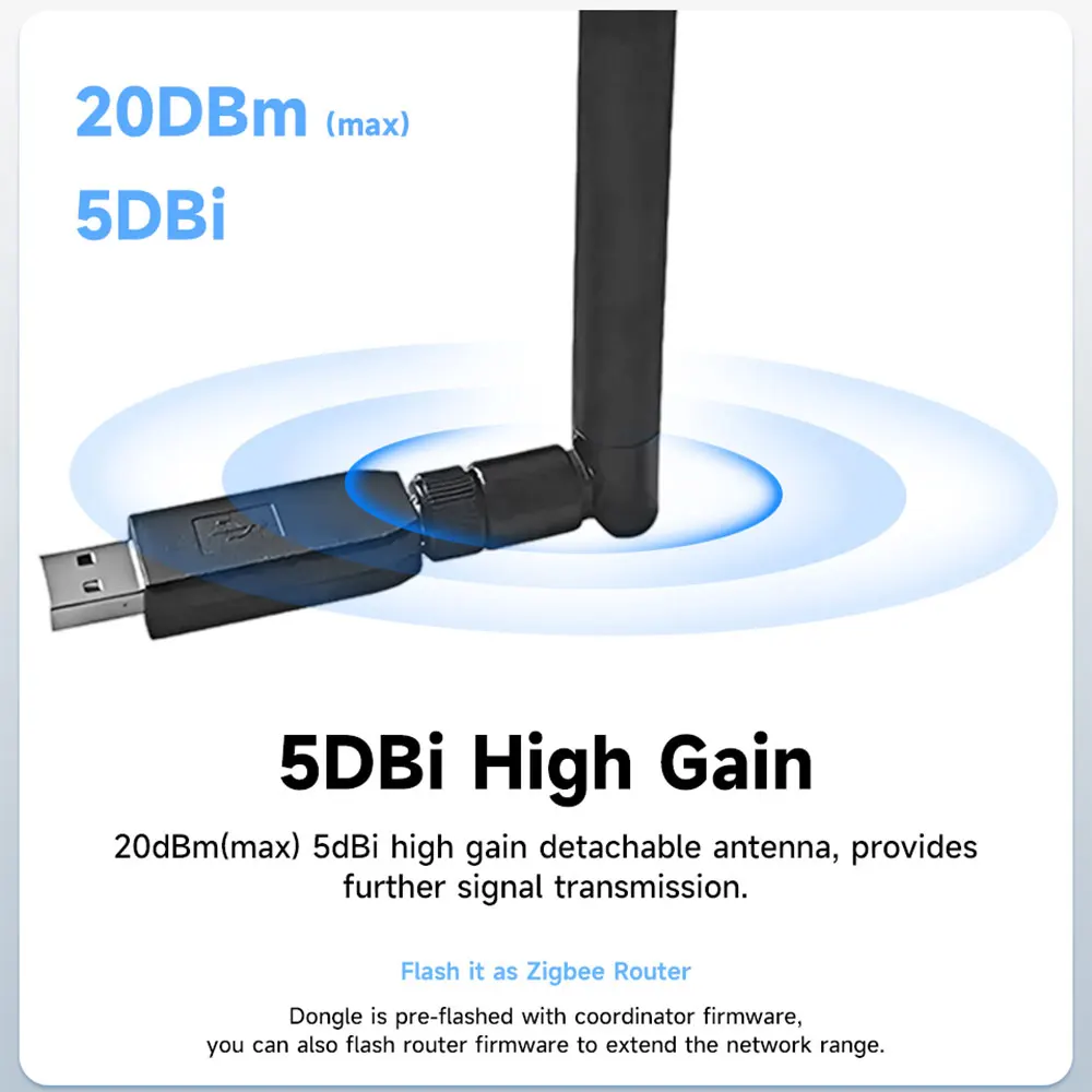 Hseno zigbee dongle usb3.0 zigbee 2mqtt antena para a maioria dos sistemas de casa inteligente zigbee3.0 gateway max 20dbm assistente doméstico