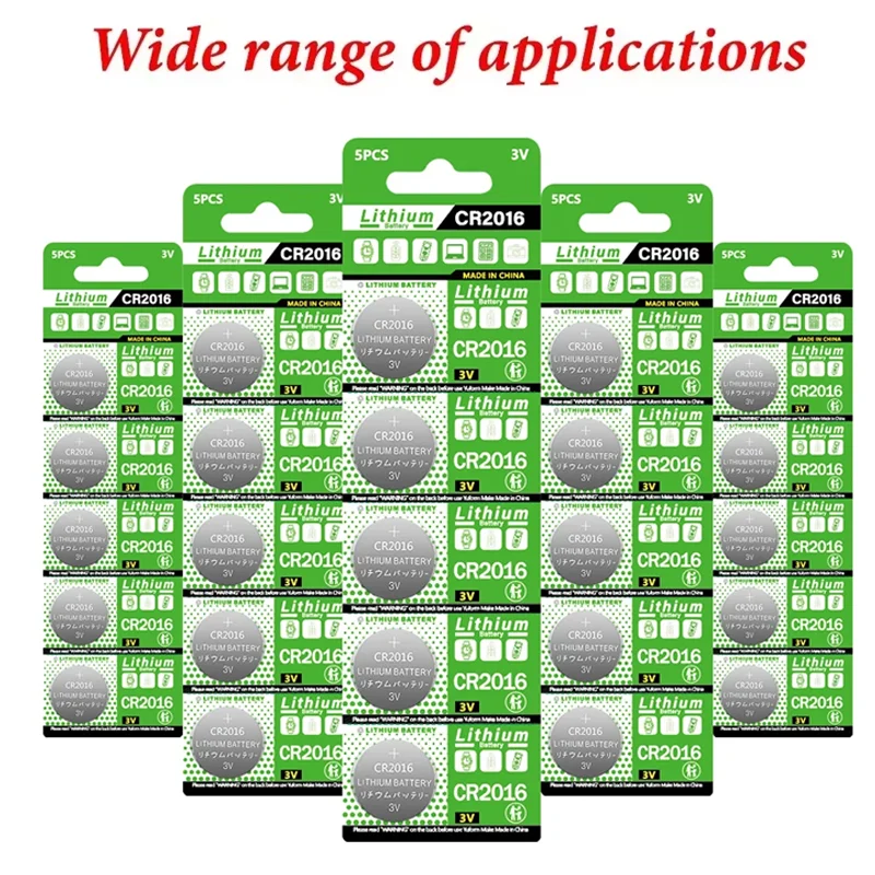 10-200Pcs CR2016 Button Battery LM2016 DL2016 ECR2016 BR2016 3V Lithium Coin Cells for Watch Toy Clock Remote Control