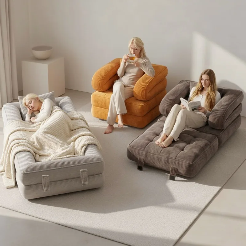 Vacuum compression sofa two-in-one foldable sofa bed living room tatami single lazy sofa