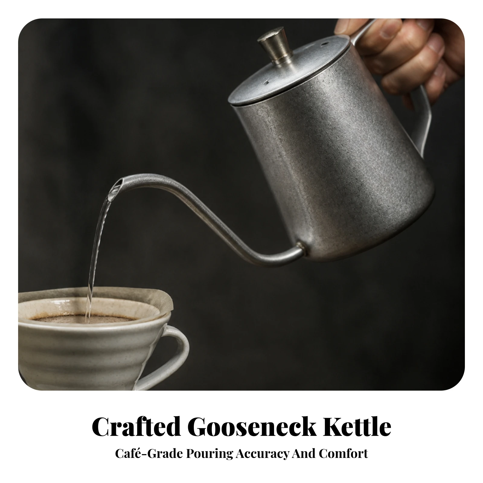 600 Ml Gooseneck Coffee Kettle Compact Stainless Steel Pour-over Coffee Kettle Lightweight Portable for Home Baristas, Office