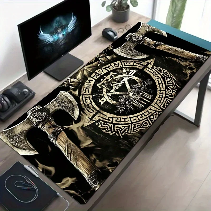 Viking Art Rune Pattern Office Laptop Gaming Birthday Gift Mouse Pad