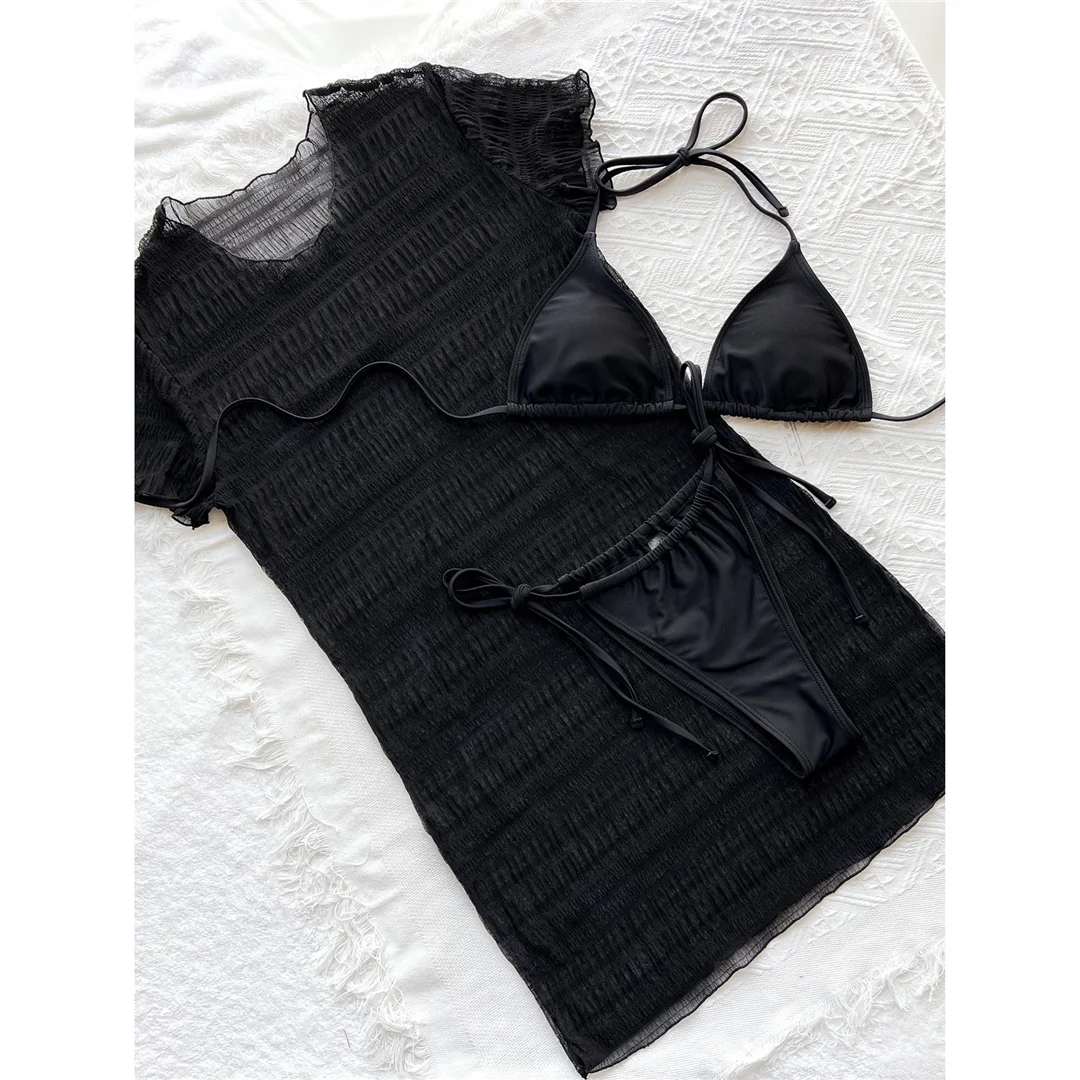3-teiliges Set mit Strandkleid, Neckholder-Bikini, Damen-Badebekleidung, dreiteiliger Bikini, Badeanzug, Badebekleidung für Damen, V3491 – Detail 14