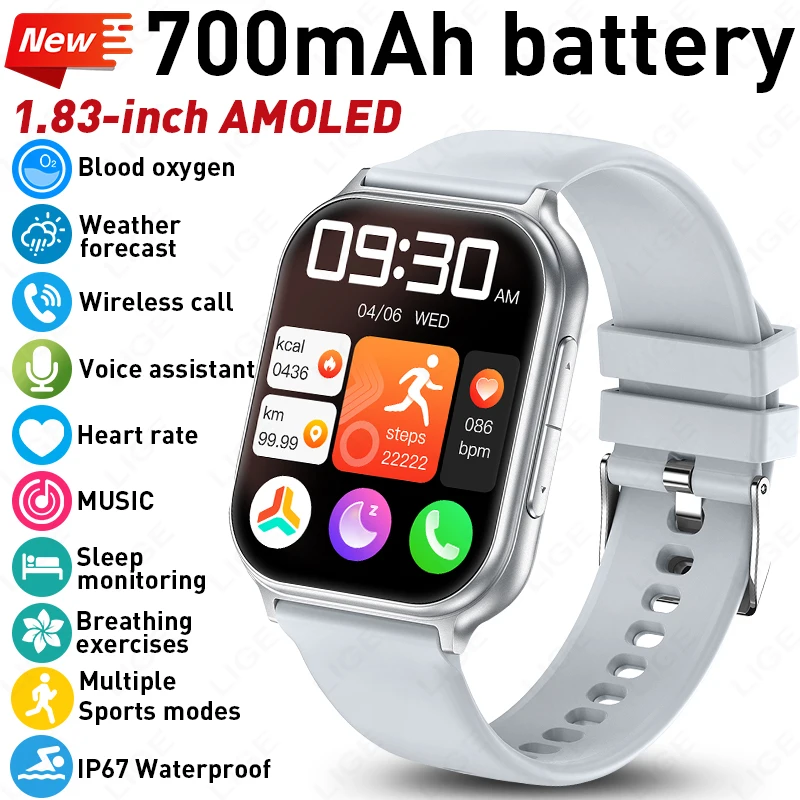 

New LIGE 700mAh battery Smart Watch Full Screen Touch Heart Rate Sleep Monitor Waterproof Watch Sports smartwatch for men women