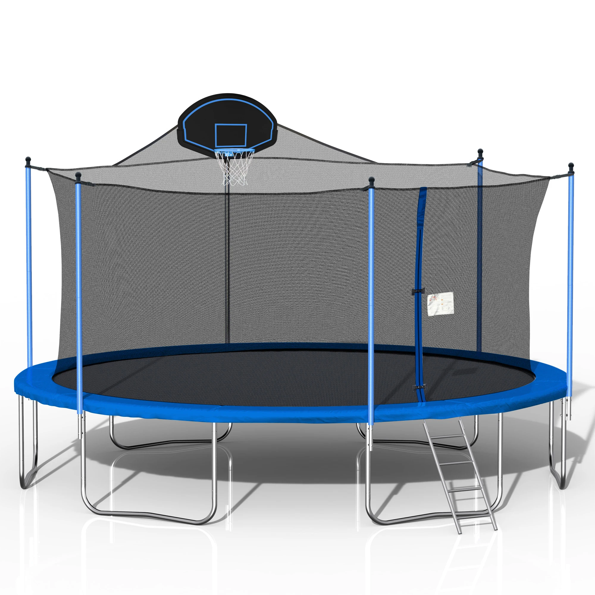 16FT Trampoline for Adults & Kids with Basketball Hoop, Outdoor Trampolines w/Ladder and Safety Enclosure Net for Kids and Adult