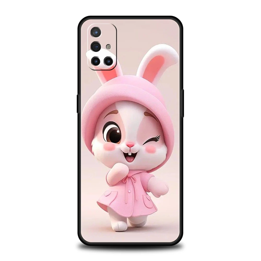 A Cute Rabbit With A Purple Hat Phone Case for Oneplus 11 10T Nord N100 N10 10 7 8 9 9R 7T 8T N200 CE 2 9RT Pro 5G Silicon Shell