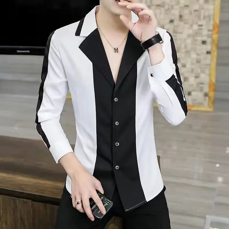 

Autumn Men's Shirt New Fashion Long Sleeve Shirts Mens 2023 Fashion Design Causal Vintage Business Office Work Dress Blouse B01