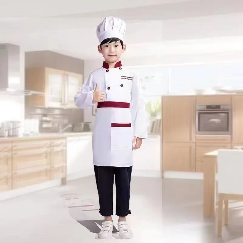 Uniforme de cuisine pour enfants, chapeau, veste, tablier, journée des enfants, vêtements de performance de maternelle, costume de chef cosplay d'Halloween