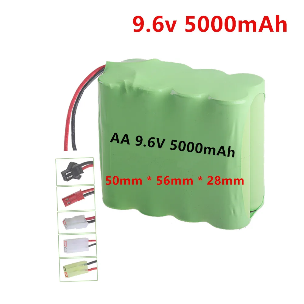 Upgraded 5000mah 9.6V Ni-MH Battery with Tamiya/SM/JST Plug for RC boat , RC car, tank toys, Lighting, model car Parts AA 9.6V