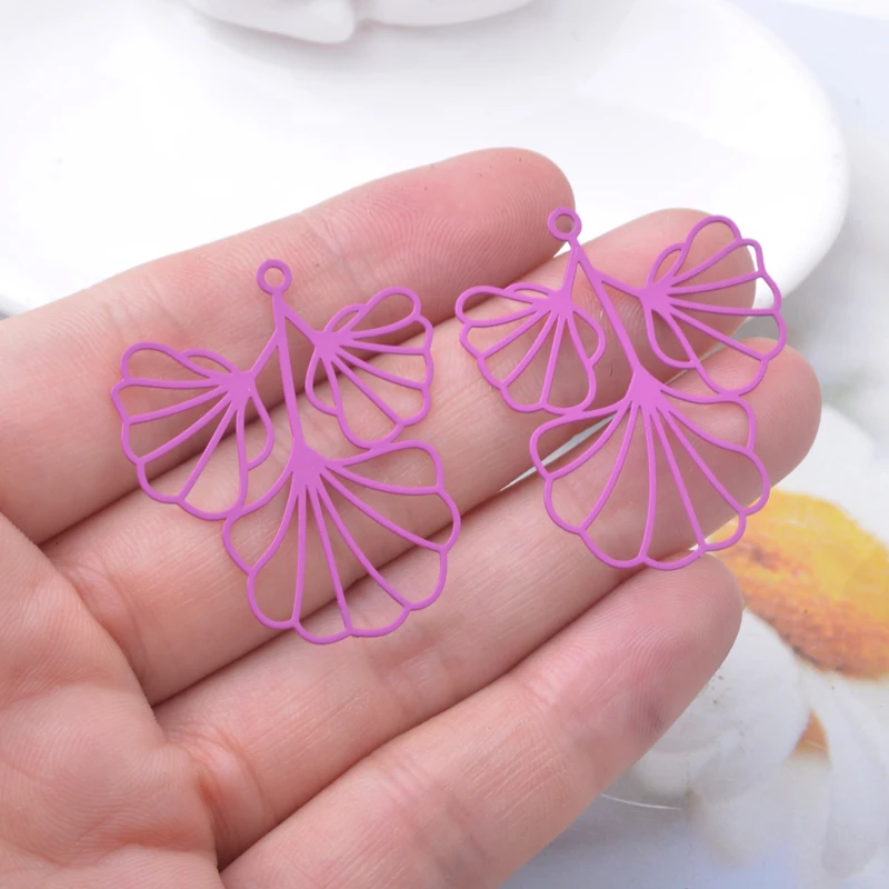 30 Stück AB8248 Messing Filigran Ausgehöhlte Blätter Anhänger Goldener Blattanhänger für DIY Damen Schmuck Ohrringe Zubehör – Detail 4
