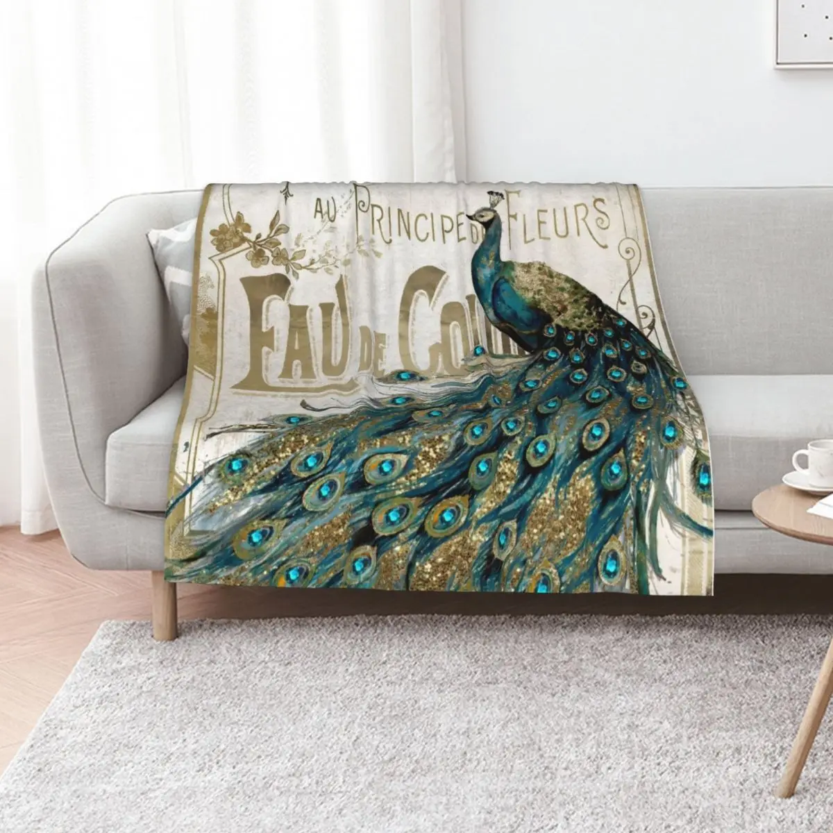 Peacock Jewels Throw Blanket Luxury Brand Baby Thin Furry Extra Large Throw Beach Blankets