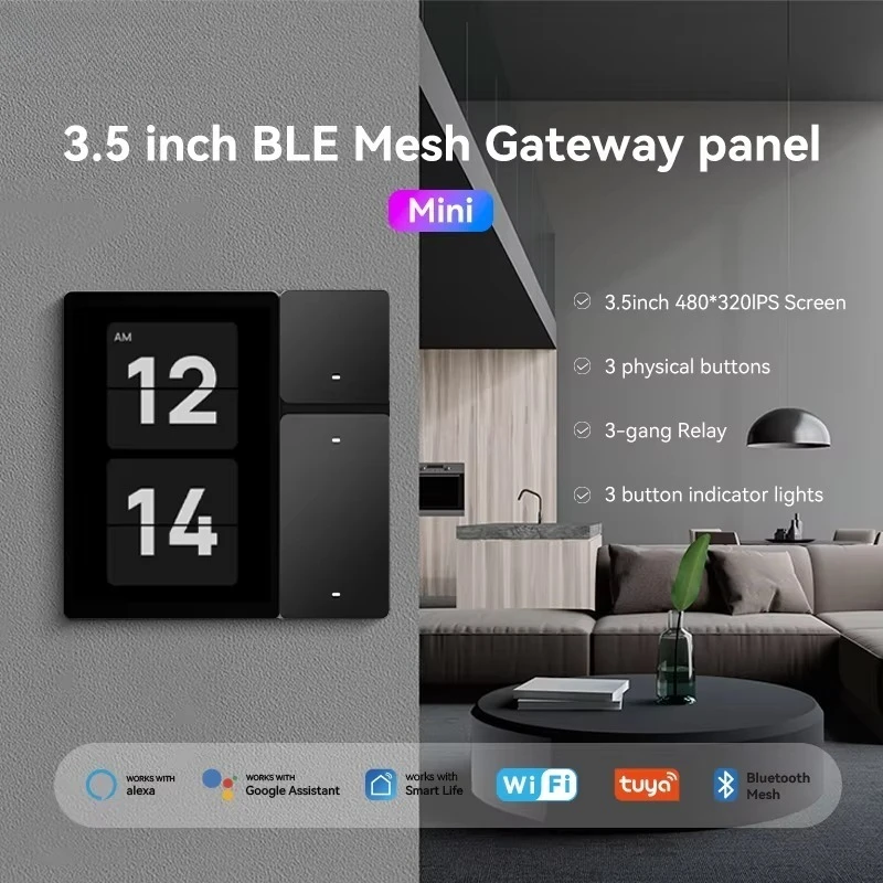 Best Selling TPP06 Smart Life 3.5 Inch Touch Screen Wall Light Switches with Built-in 3 Gang Relay Using Tuya APP