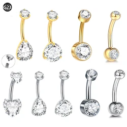 1Pc Titanium Zircon Belly Button Ring Internally Threaded Navel Ring Belly Piercing Women's Navel Piercing Body Jewelry 14G