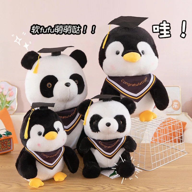 

Kawaii Plush Toy Cute Panda with Doctor Hat Cartoon Penguin Stuffed Doll Baby Kids Birthday Gift Graduation Season Present