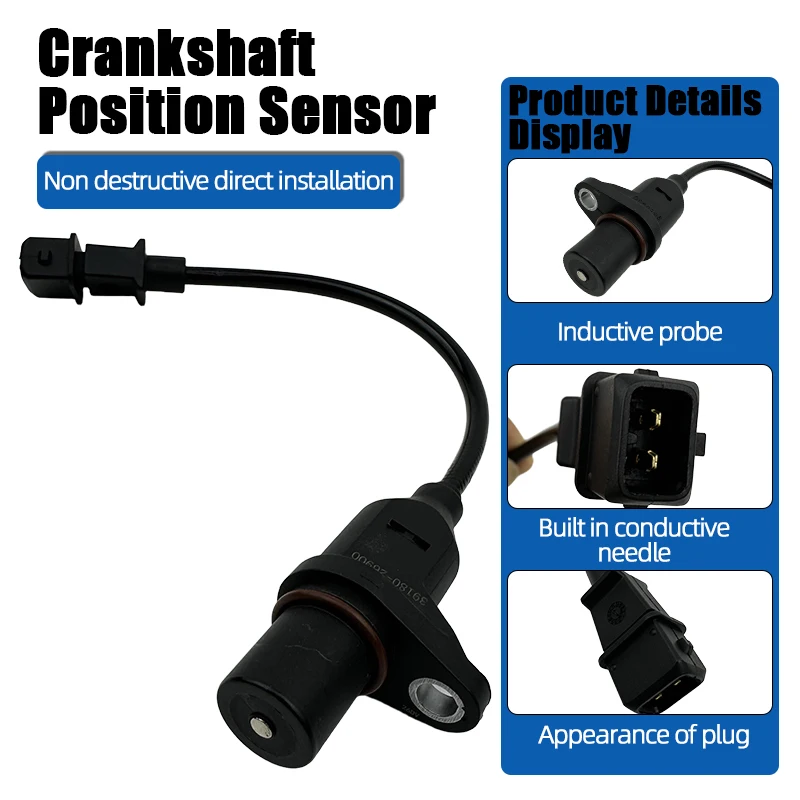 2-Pins Crankshaft Position Sensor for Hyundai Accent I4 1.5L 1.6L 2001-2010 Kia Rio5 06-07 Car Accessories Replace 39180-26900