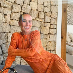 Bodycon MIDI dài tay của Hawthaw-Women, Quần áo màu cam, Kinh doanh bán buôn, Thời trang, Thời trang, Mùa thu, 2022 12 Quần áo bán hàng chính Orange - №2