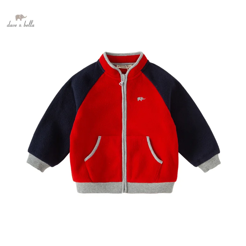 Dave Bella Children Boys Girls 2024 Spring New Fashion Casual Fleece Coat Tops Outerwear Outdoor Party DB1241347 image 2