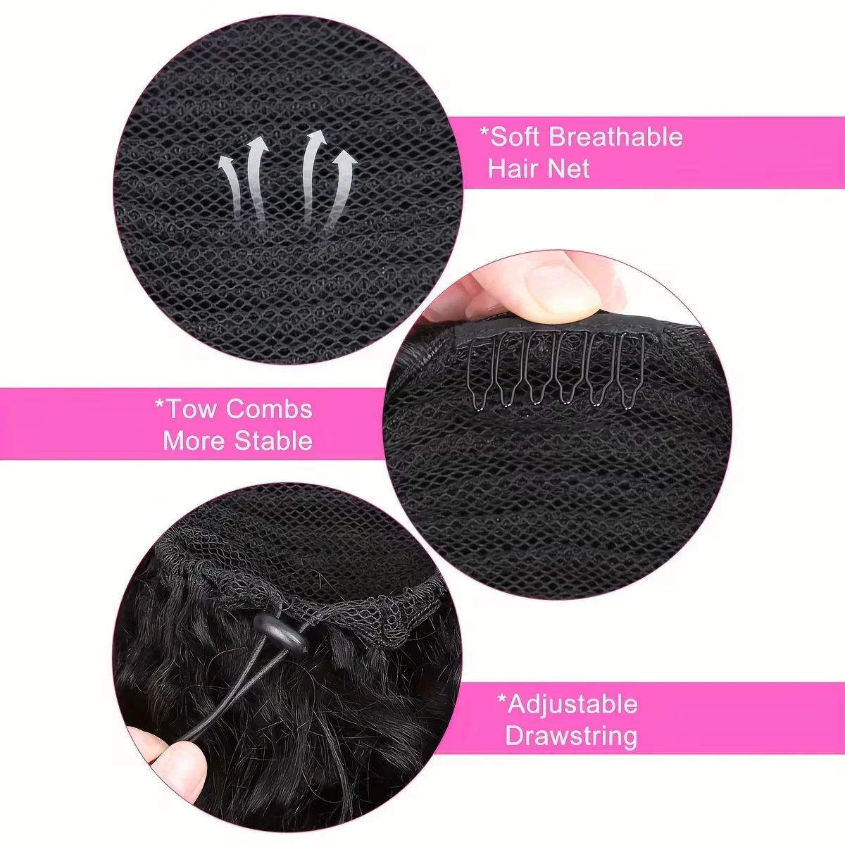 Kinky Curly Drawstring Ponytail Clip In Hair Extensions 100% Human Hair 10-30 \