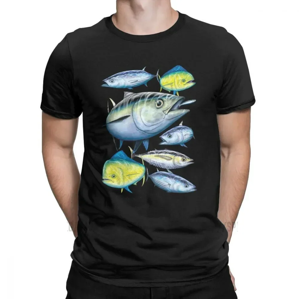

Tuna and Mahi Mahi Marine Art Fishing Fisherman T-Shirt 100% Cotton O-Neck Summer Short Sleeve Casual Mens T-shirt Size S-3XL