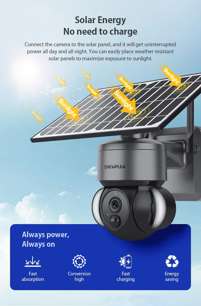 4g solar surveillance camera outdoor low power consumption 360 degree panoramic outdoor remote monitor