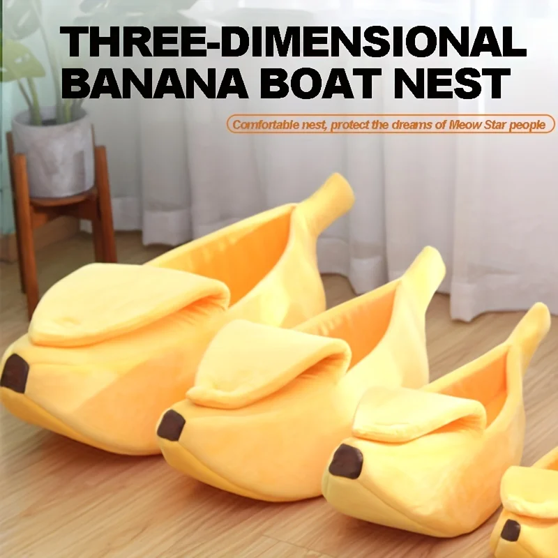 Cozy Banana Cat Bed Cave Cat Bed Little Mat Basket Small Dog HousePortable Pet Beds  For Cats And Small Dogs Pet House Goods