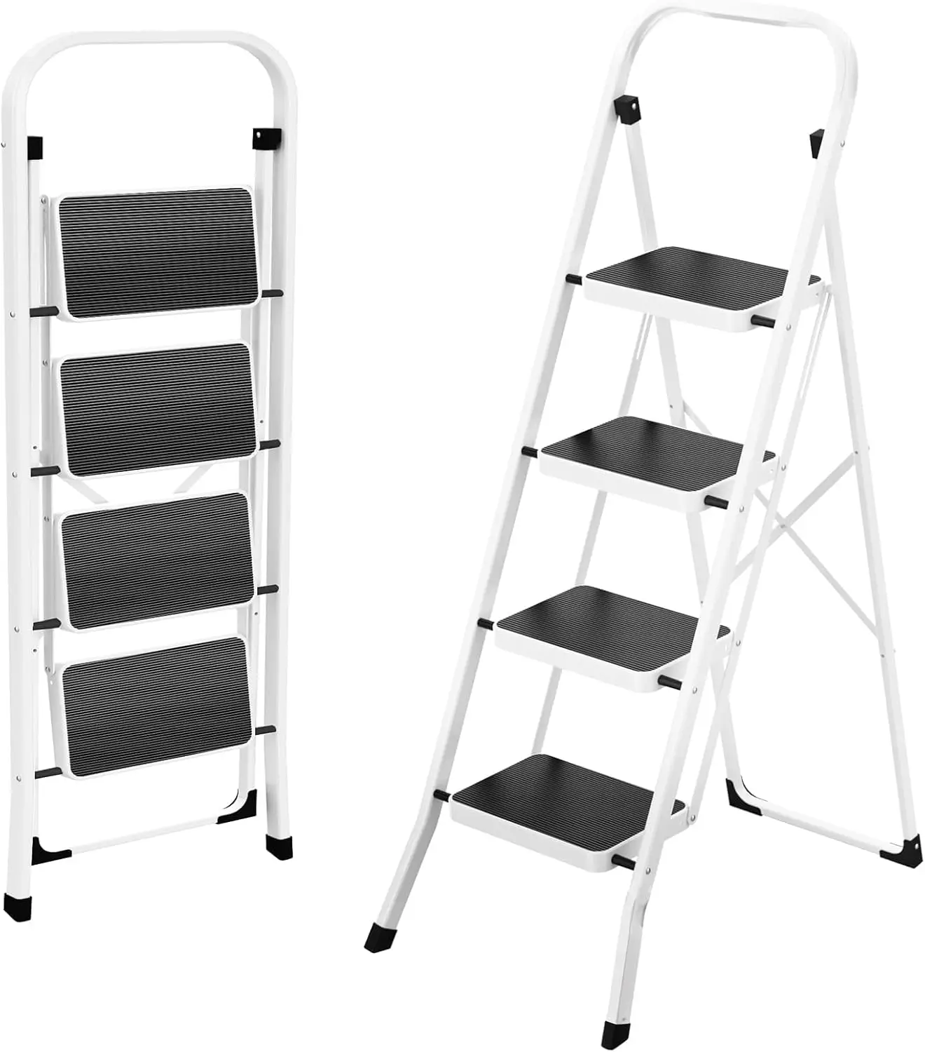 

Anti-Slip Pedal, Ladders with Convenient Handrails,330 lbs Capacity Step Stool for Kitchen, Home,White