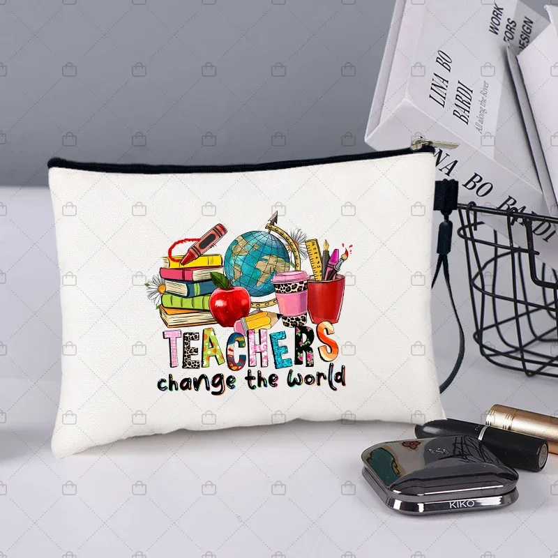 Teacher Survival Kit Makeup Make Up Bag Pencil Case Women Canvas Cosmetic Bag Zip Pouch Back To School Teachers' Day Best Gift