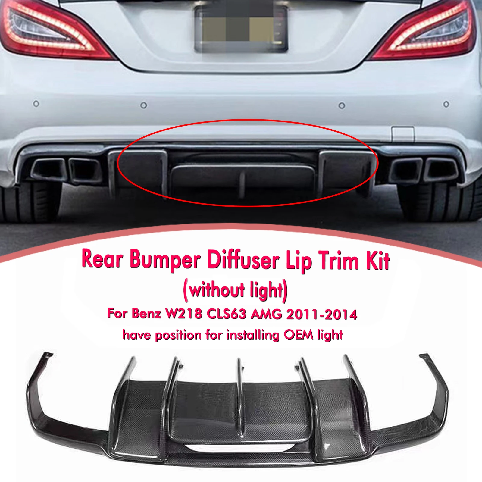 Rear Bumper Diffuser Lip For Mercedes Benz W218 CLS Class CLS550 CLS63 AMG 2011-2014  Boot Splitter Spoiler Plate