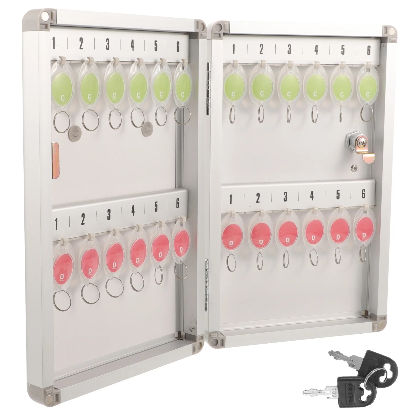 Keys Box Holder on Wall for Cabinet with Lock Wall-mounted Organize Organizer Case Silver Position Locker Office