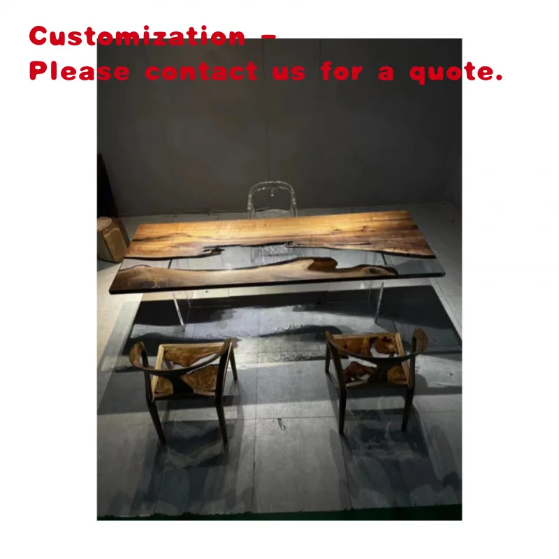 custom.Factory Customizable Epoxy Resin Solid Wood Dining Table European Design Hotel & Office Use Modern Style