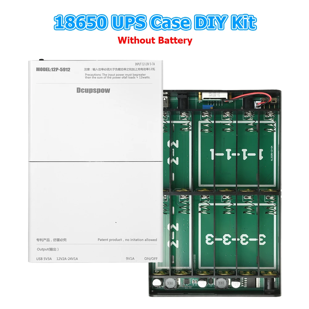 

Набор для самостоятельной сборки бесщеточного ИБП на 12 элементов 18650, корпус для батарей 18650, блок питания для роутера, 5В 9В 12В, батареи в комплект не входят