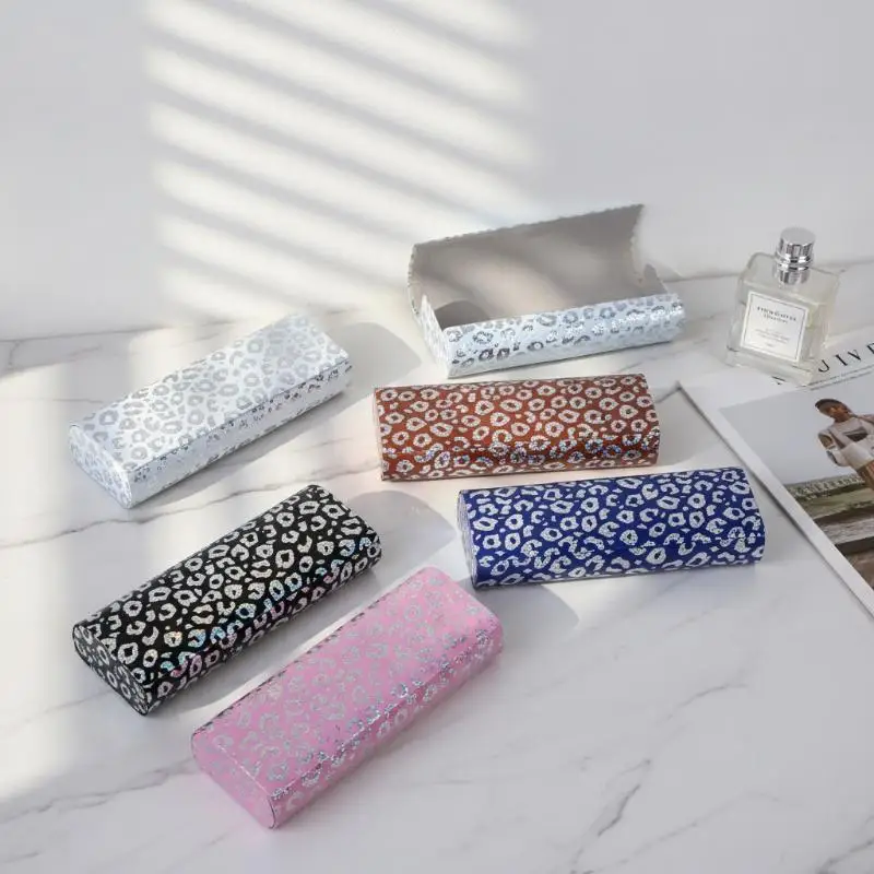 Leopard Print Hard Protective Glasses Case High Quality PU Leather Large Capacity Eyeglass Storage Box for Adult Daily Use