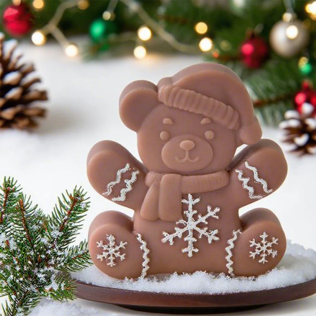 

Christmas Teddy Bear Cookie Silicone Mold DIY Christmas Teddy Bear Decorations Candle Plaster Mould for Festive Ornament & Gifts