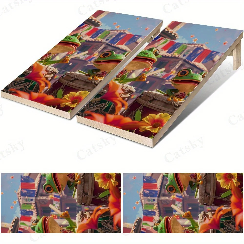 الضفادع الطبول، فن الضفدع الكرتوني، ديكور المهرجان، قيمة عالية! ملصقات رمل من الفينيل المسطح ثنائية الأبعاد - خالية من الفقاعات، سهلة الاستخدام، وات #1