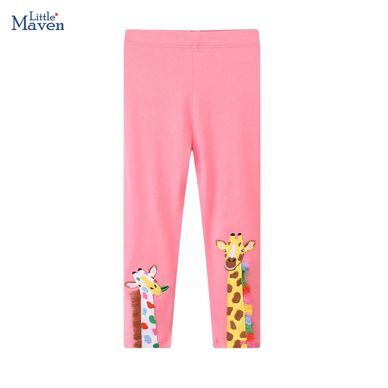 Little maven Kids Clothes Children's Clothing 2026 Autumn Spring Girls Pants Cotton Trousers Cartoon Giraffe Leggings