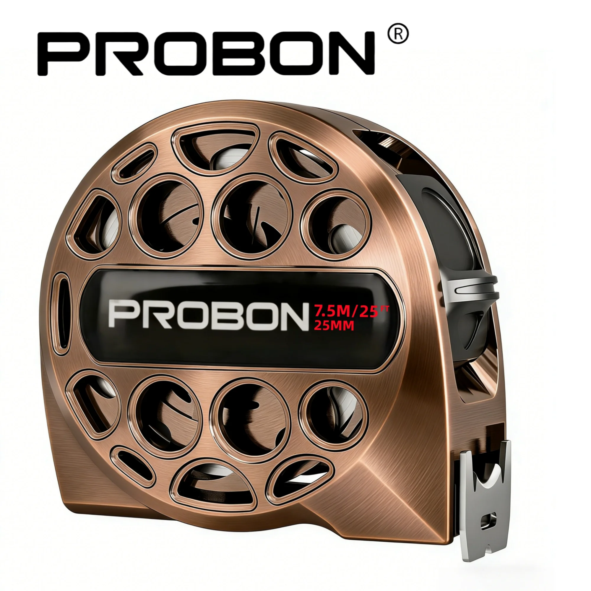 

PROBON Antique Copper Tape Measure - Waterproof, Dual Metric/Imperial, High Precision, Wear-Resistant, with Clip & Carabiner