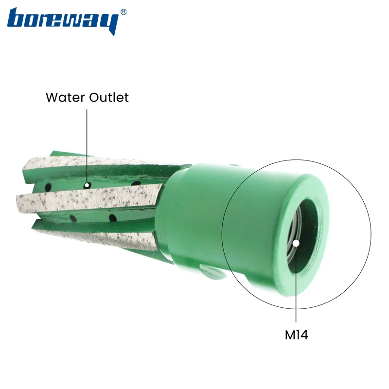 Boreway D25*50T*M14 Diamond Finger Bit Segment Drill Router Bits Used With CNC Machine For Milling Granite Marble Slab Counter