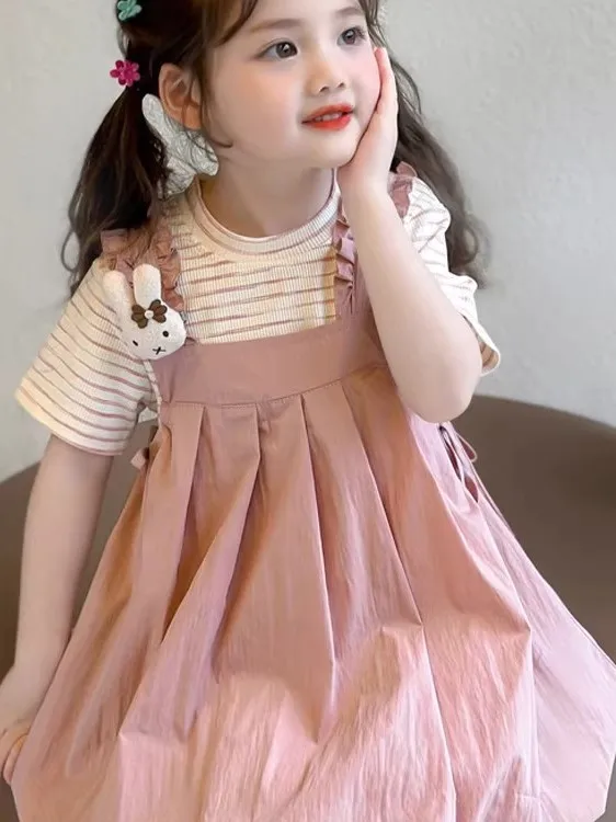 set-vestito-estivo-per-bambine-abito-con-bretelle-a-maniche-corte-completo-due-pezzi-abbigliamento-estivo-per-bambini-stile-casual-100-cotone-traspirante