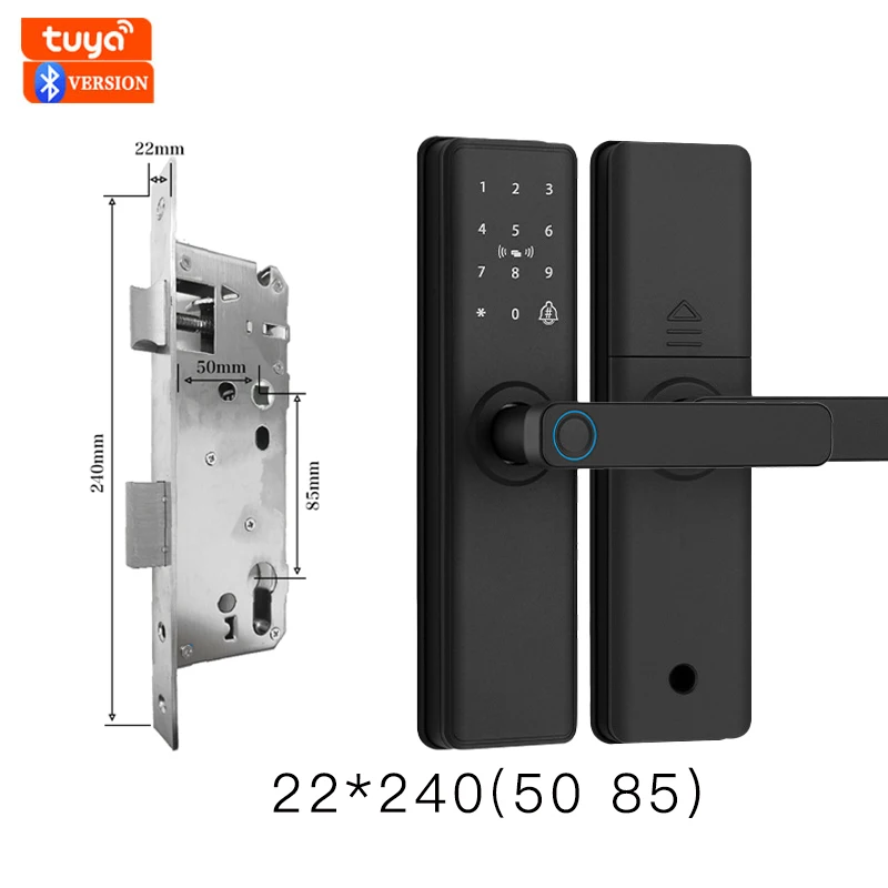 2025 Nieuw slim deurslot met Bluetooth-compatibel Tuya APP Digitaal elektronisch slot Smart Home Houten deurslot Vingerafdruk