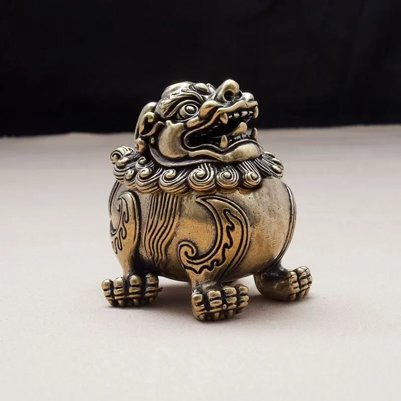 

Palace Old Copper Bronze Fu Foo Dog Lion Unicorn Incense Burner Statue,PIXIU