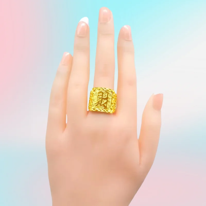 

NEW 9999 Real Gold 24K Fashion Thickened Gold, Men's Fat and Wealth Ring, Gold Factory Domineering Ring, Men's Jewelry