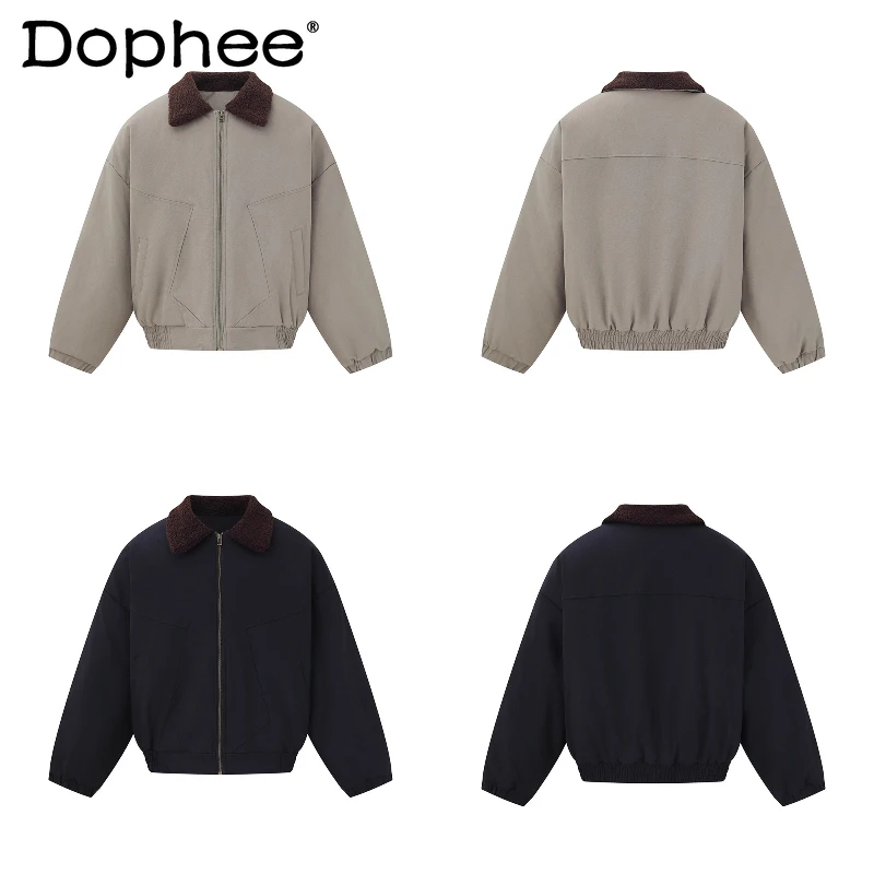 

Men's 2025 Autumn New Warm Zipper Parkas Men's Loose Comfort Thickened Lapel Long Sleeve Handsome Coats Simple Parkas Jackets