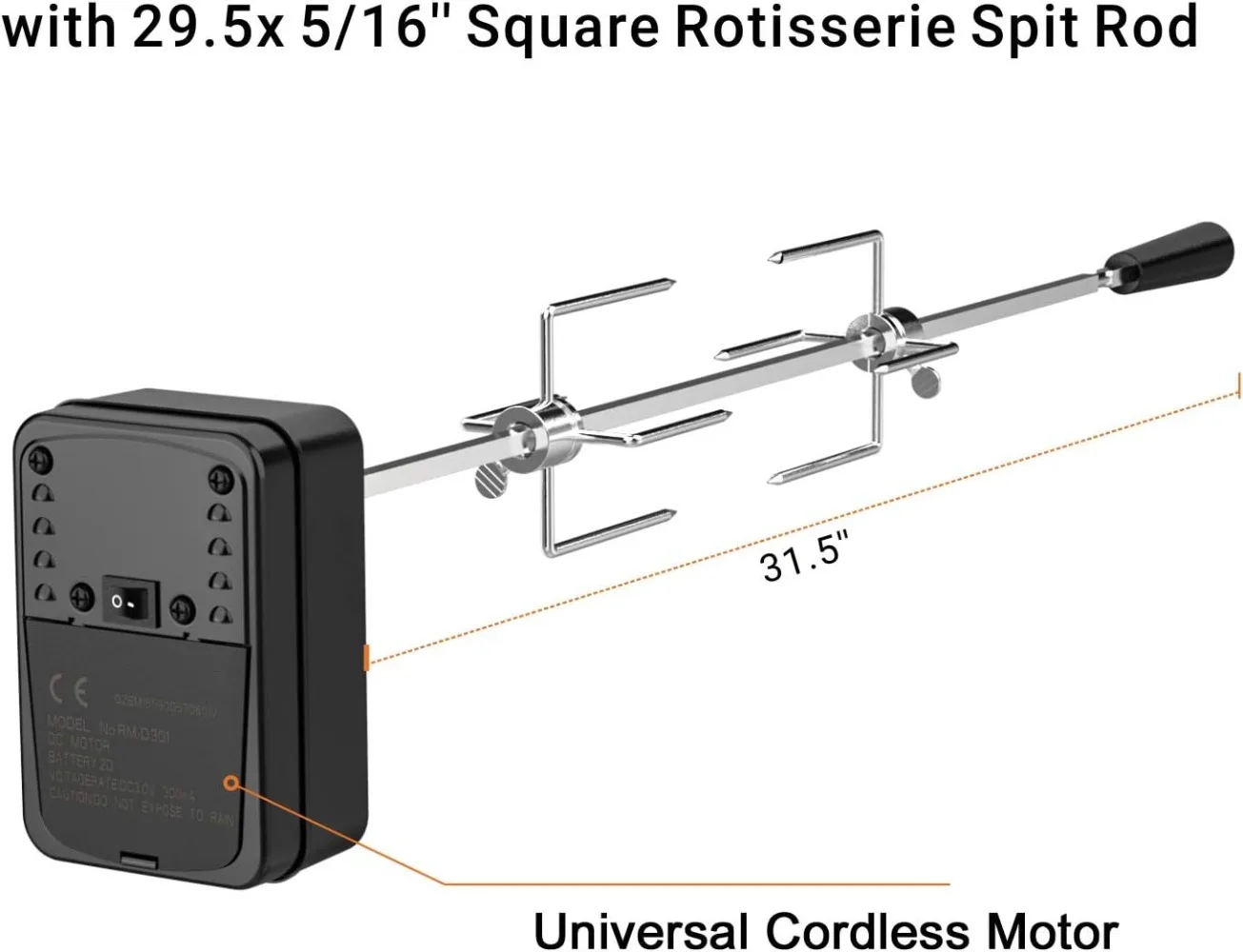 Santa-maria Style Grill Rotisserie System Adjustable Cooking Grate Attachment for Weber 22 Inch Kettle Grills