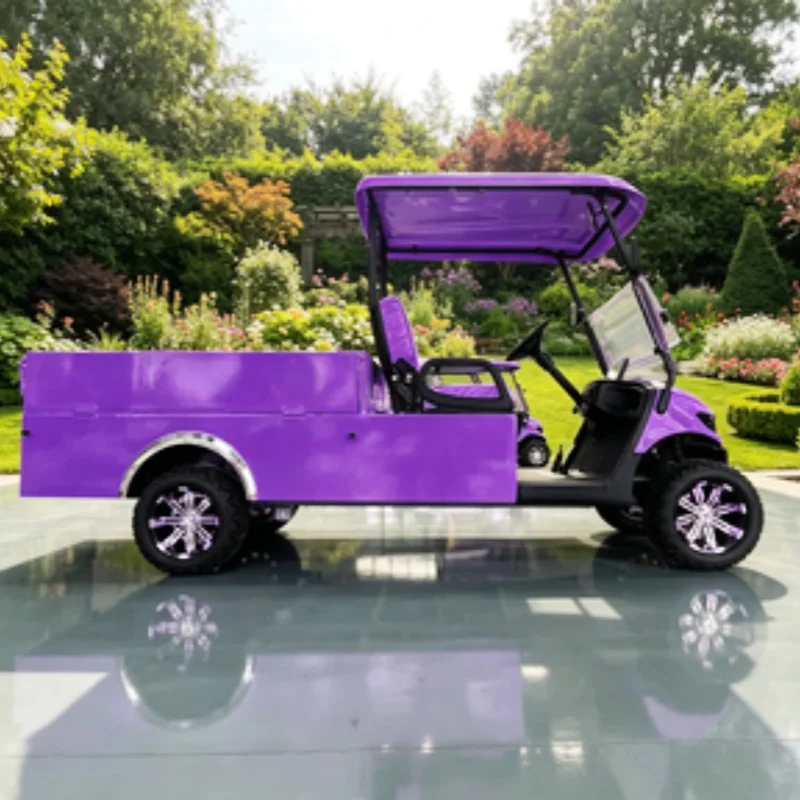 Carrito de Golf Eléctrico de 72V, Scooter de Movilidad con Batería de Litio Todoterreno, Carrito de Carga con Neumáticos Todoterreno, Caja de Carga Trasera, Asiento Tapizado