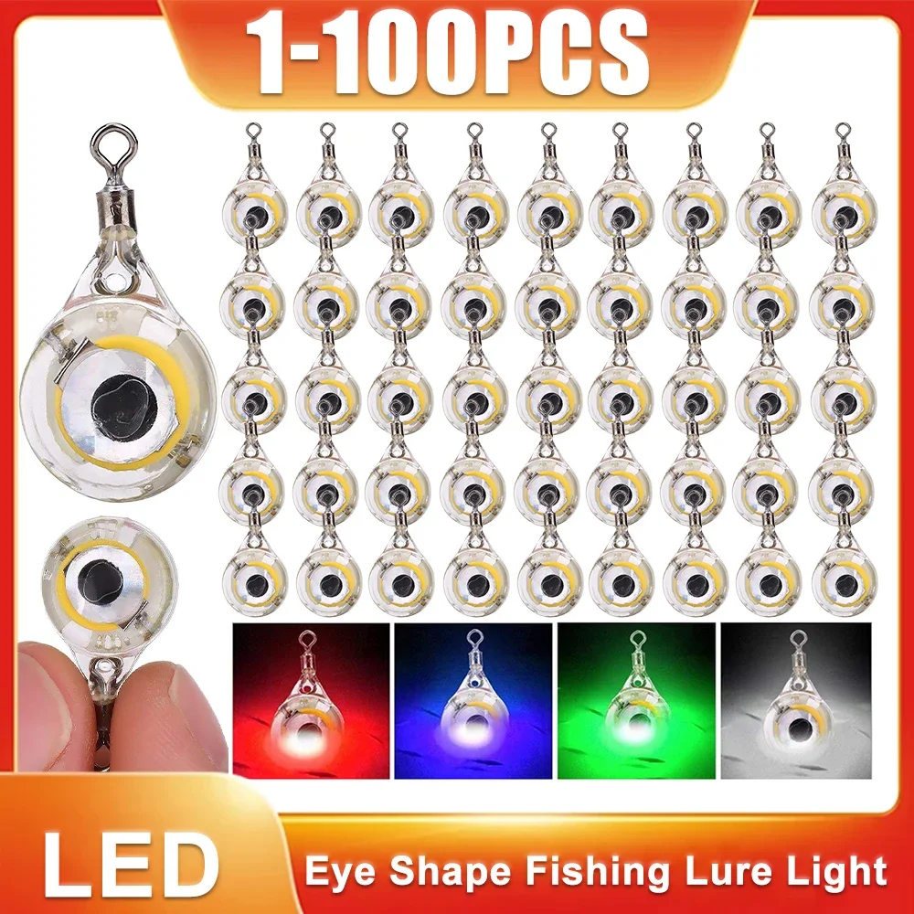 1-100PCS LED Attracting Fish Light Eye Shape Luminous Fish Lamp Lure Deep Drop Colorful Electronic Underwater Squid Fishing Bait