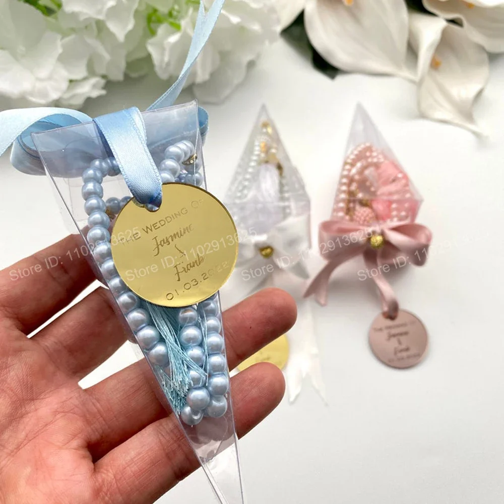 Personalized Gift Tasbih Favors Tasbeeh in Cone Box Wedding Favor Muslim Baby Shower Islamic Eid Ramadan Gift Nikkah Ameen Favor