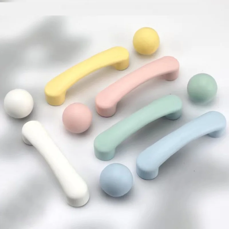 Nordic Ceramic Cabinet Handles and Knobs,Colorful Cartoon Kids Drawer Pulls,Anti-Collision Matte Single Hole Cute Wardrobe Knobs
