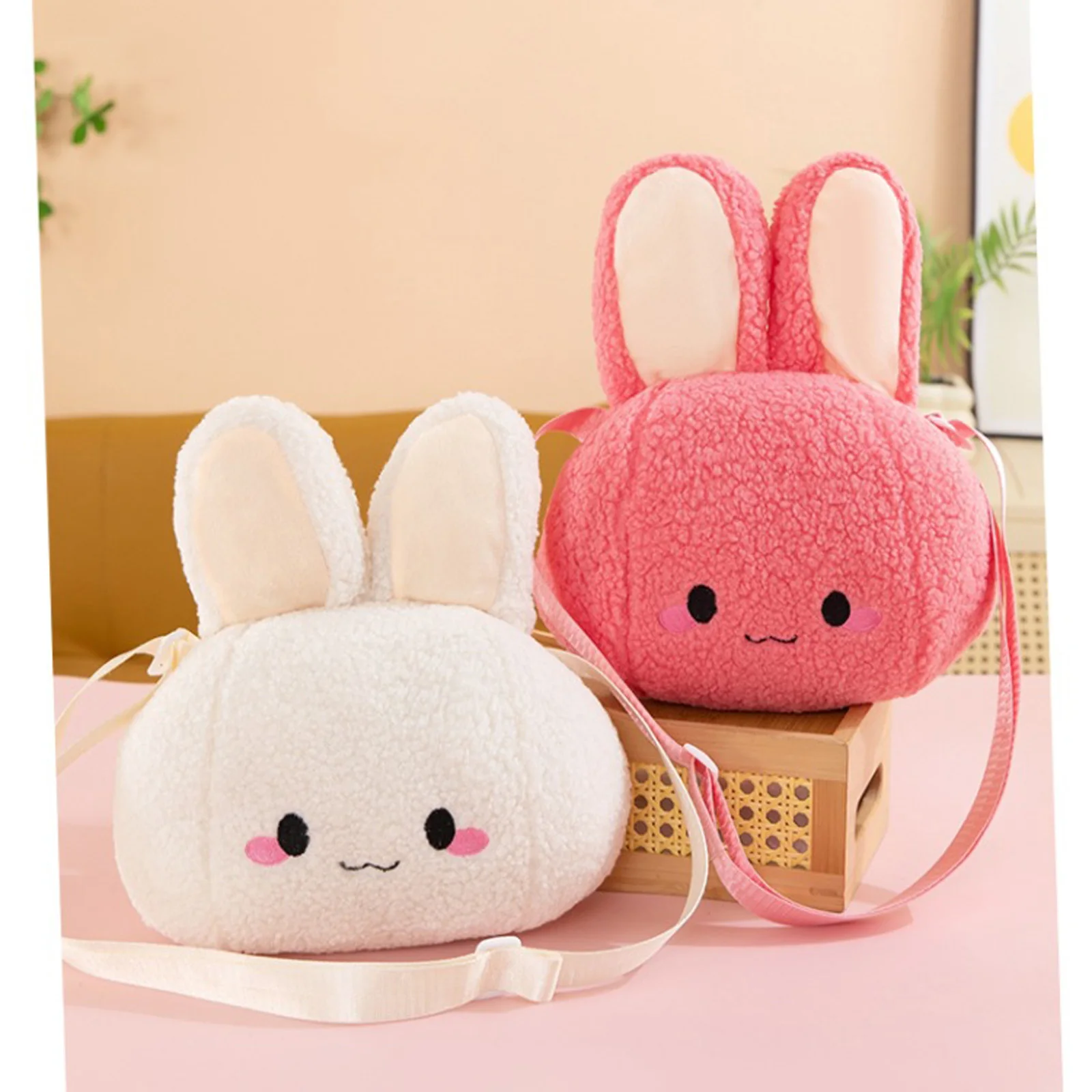 

Милая плюшевая сумка в форме кролика для девочек, регулируемая сумка через плечо, детская мультяшная сумка-кроссбоди, прекрасный подарок
